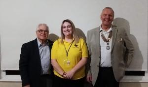 Claire Prime of Homecall with Peter Stiles (L) and Andy Cruttenden President of Senlac Rotary (R) 